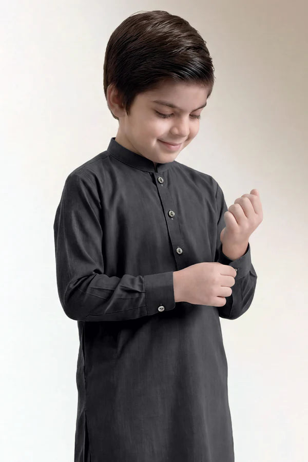 Solid Wash N Wear Stitched 2 Piece (Shirt/Trouser) For Boys