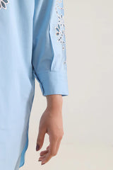 Solid Embroidered Poplin Stitched 2 piece (Shirt/Trouser)