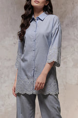 Solid Embroidered Cambric Stitched 2 Piece (Shirt/Trouser)