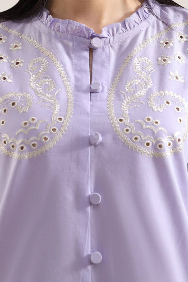 Solid Embroidered Poplin Stitched 2 piece (Shirt/Trouser)