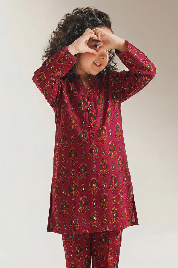 Printed Arabic Lawn Stitched 2 Piece (Shirt/Trouser) For Kids
