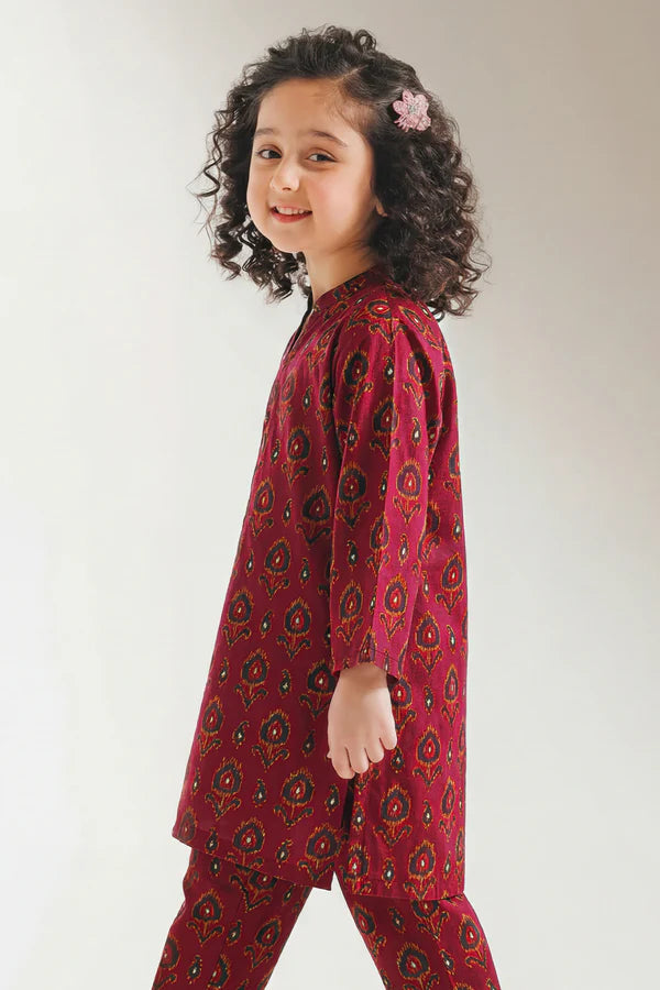 Printed Arabic Lawn Stitched 2 Piece (Shirt/Trouser) For Kids