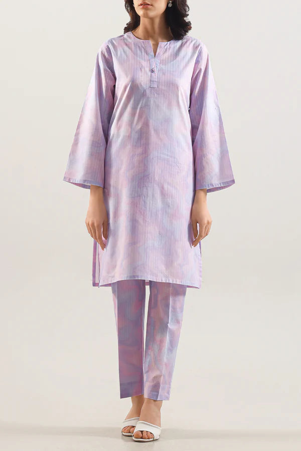 Printed Self Strip Lawn Stitched 2 Piece (Shirt/Trouser)