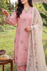 Solid Embroidered Cambric Stitched 3 Piece