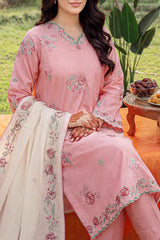 Solid Embroidered Cambric Stitched 3 Piece