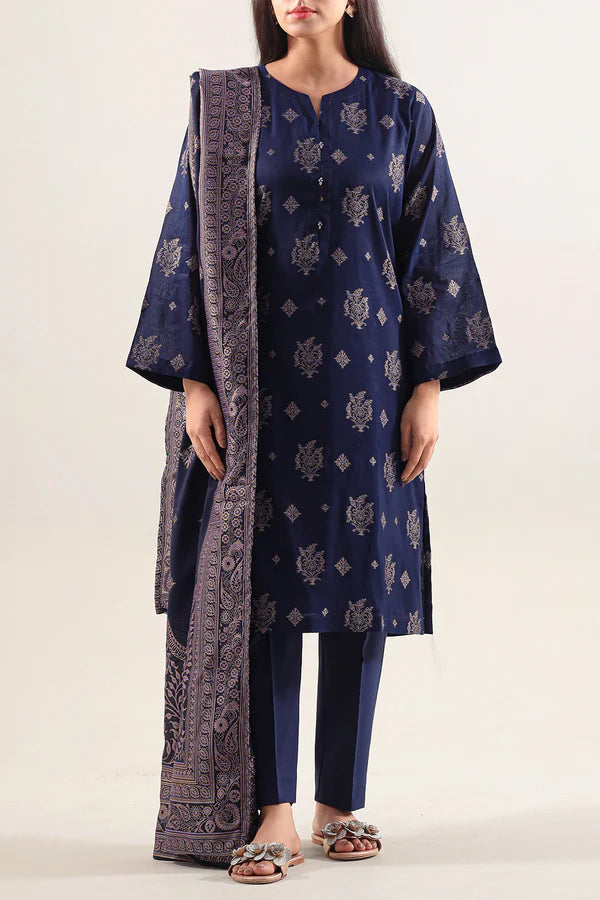 Cotton Jacquard Stitched 3 Piece