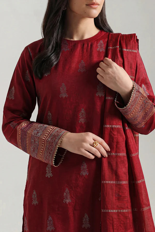 Cotton Jacquard Stitched 3 Piece