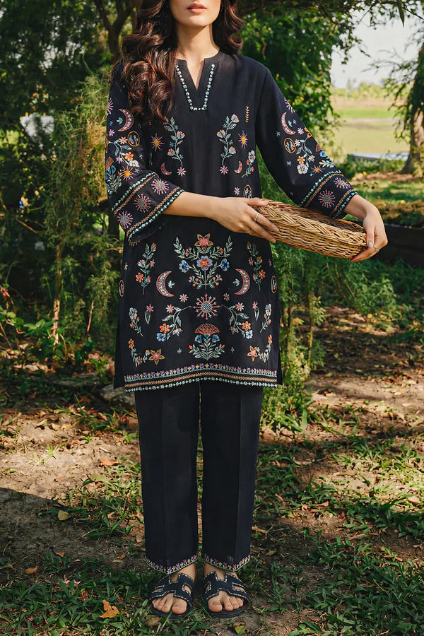 Solid Embroidered Cross Hatch Stitched 2 Piece (Shirt/Trouser)
