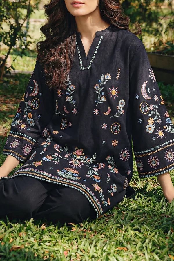 Solid Embroidered Cross Hatch Stitched 2 Piece (Shirt/Trouser)