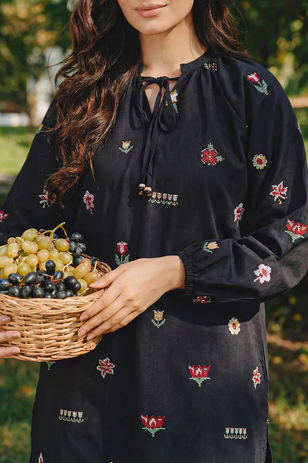 Solid Embroidered Cross Hatch Stitched 2 Piece (Shirt/Trouser)