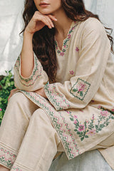 Solid Embroidered Cross Hatch Stitched 2 Piece (Shirt/Trouser)