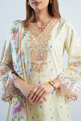 Printed Embroidered Cotton Jacquard Stitched 2 Piece (Shirt/Dupatta)