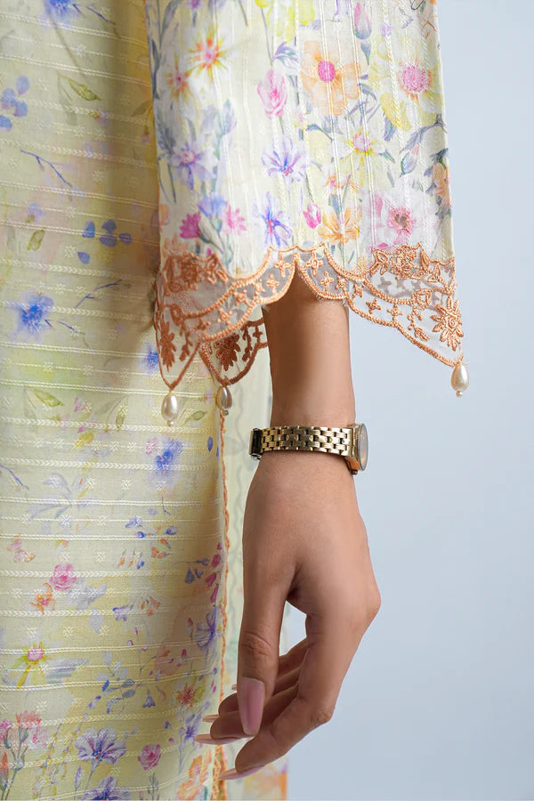 Printed Embroidered Cotton Jacquard Stitched 2 Piece (Shirt/Dupatta)