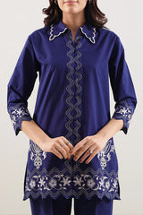 Solid Embroidered Poplin Stitched 2 piece (Shirt/Trouser)