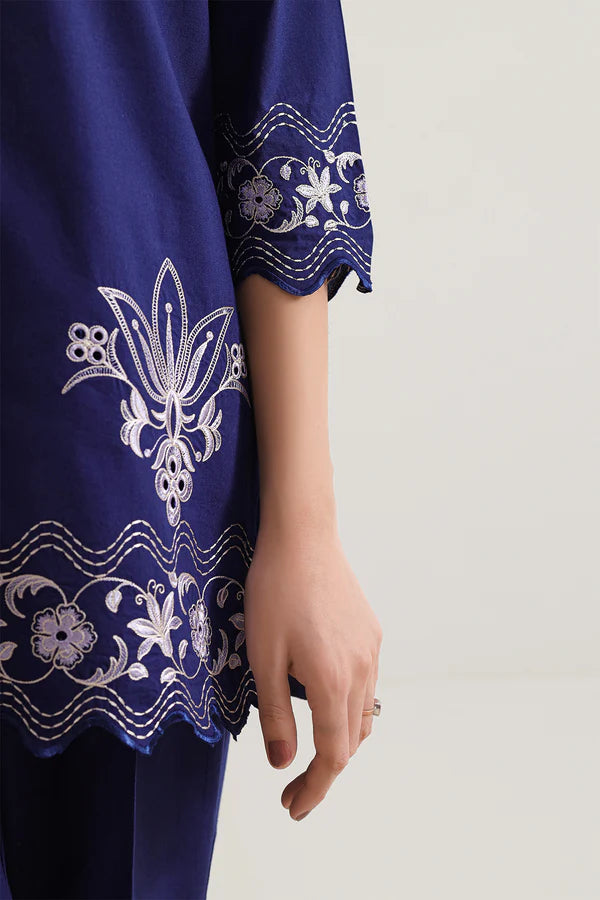 Solid Embroidered Poplin Stitched 2 piece (Shirt/Trouser)