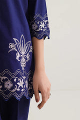 Solid Embroidered Poplin Stitched 2 piece (Shirt/Trouser)