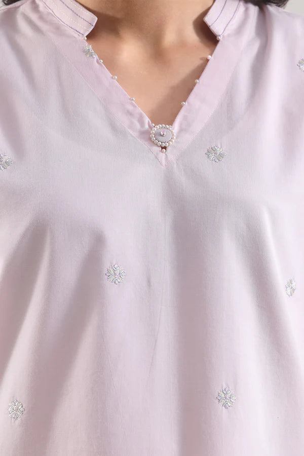 Solid Embroidered Poplin Stitched 2 piece (Shirt/Trouser)