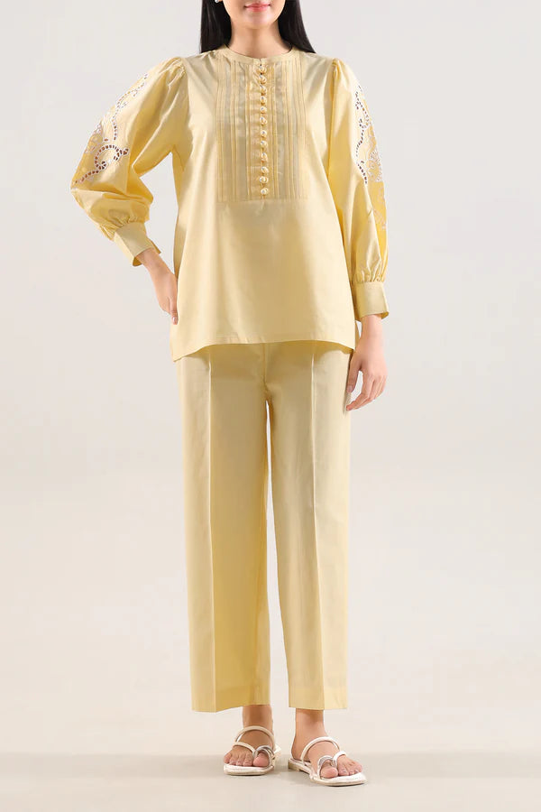 Solid Embroidered Poplin Stitched 2 piece (Shirt/Trouser)