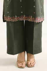 Solid Embroidered Khaddar Stitched 3 Piece