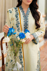 Solid Embroidered Khaddar Stitched 3 Piece