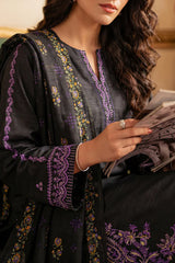 Solid Embroidered Khaddar Stitched 3 Piece