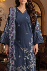 Solid Embroidered Khaddar Stitched 3 Piece