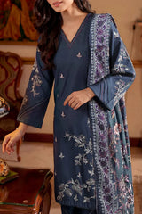 Solid Embroidered Khaddar Stitched 3 Piece