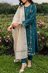 Solid Embroidered Cambric Stitched 3 Piece