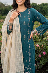 Solid Embroidered Cambric Stitched 3 Piece