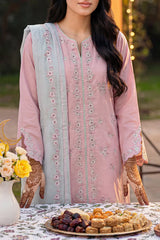 Solid Embroidered Cambric Stitched 3 Piece