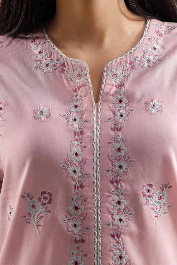 Solid Embroidered Cambric Stitched 3 Piece