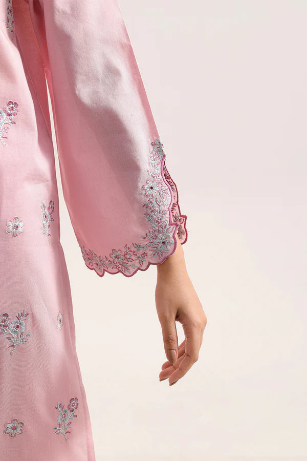 Solid Embroidered Cambric Stitched 3 Piece