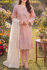 Solid Embroidered Cambric Stitched 3 Piece