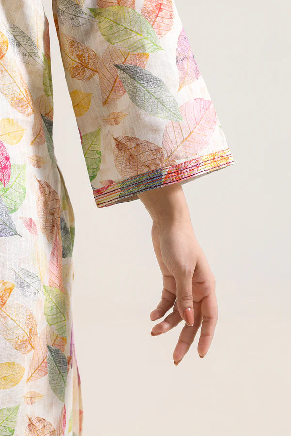 Printed Embroidered Self Strip Lawn Stitched 2 Piece (Shirt/Trouser)