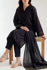 Solid Embroidered Cotton Stitched 2 Piece (Shirt/Trouser)