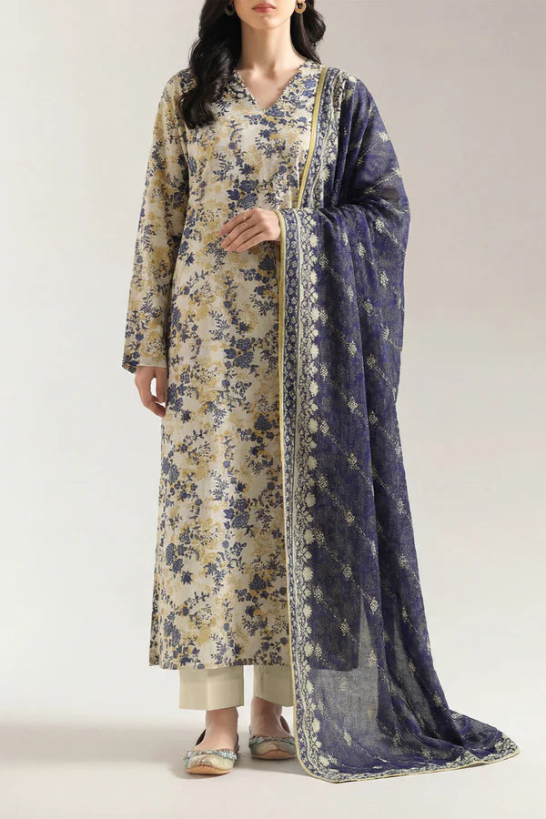 Unstitched Printed Lawn 3 Piece