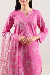 Unstitched Printed Self Strip Lawn 3 Piece