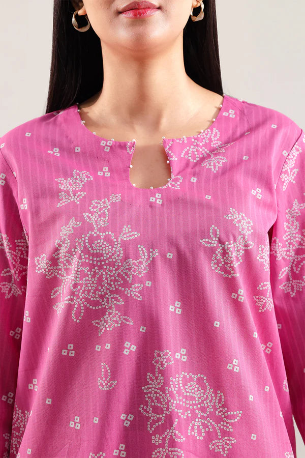 Unstitched Printed Self Strip Lawn 3 Piece