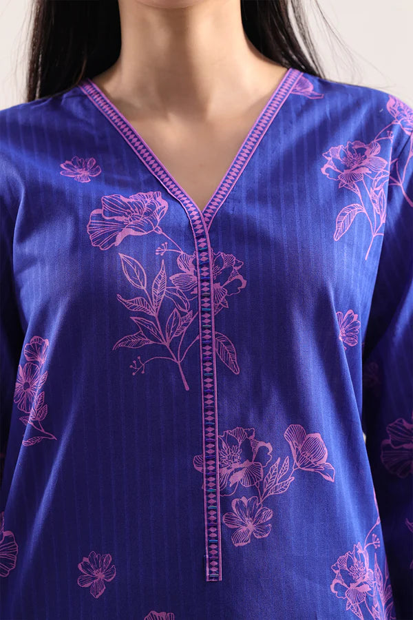 Unstitched Printed Self Strip Lawn 3 Piece