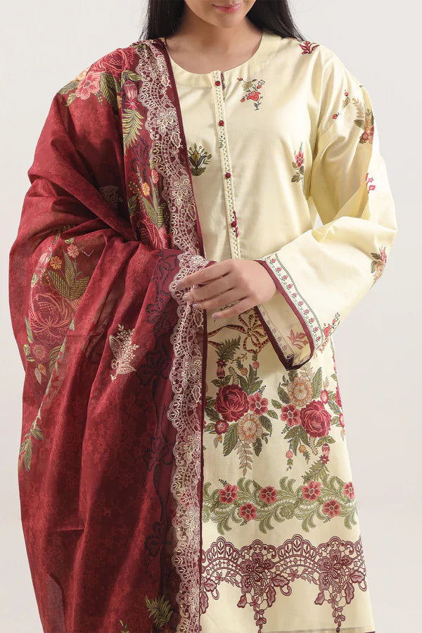 Unstitched Printed Lawn 3 Piece