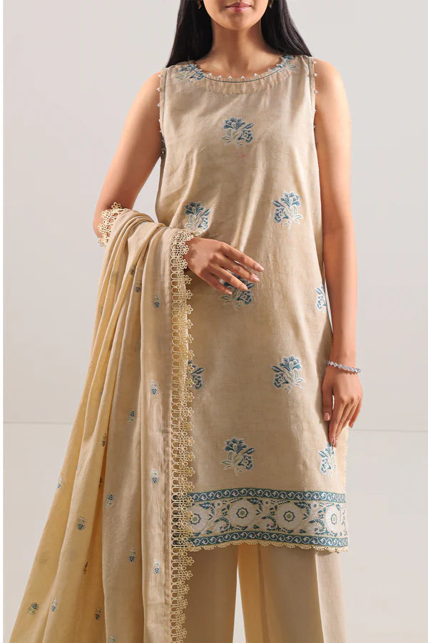 Unstitched Jacquard Cotton 3 Piece
