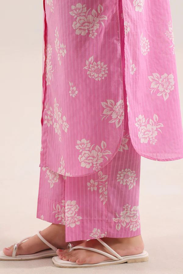 Unstitched Printed Self Strip Lawn 2 Piece (Shirt/Trouser)